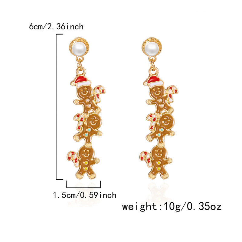 Christmas Tree Gingerbread Man Fashionable Cute Versatile Earrings