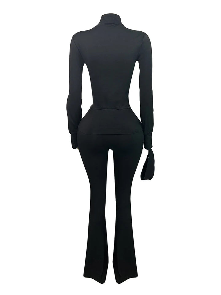 Sculpt Jacket & Flare Pants Set With Headband