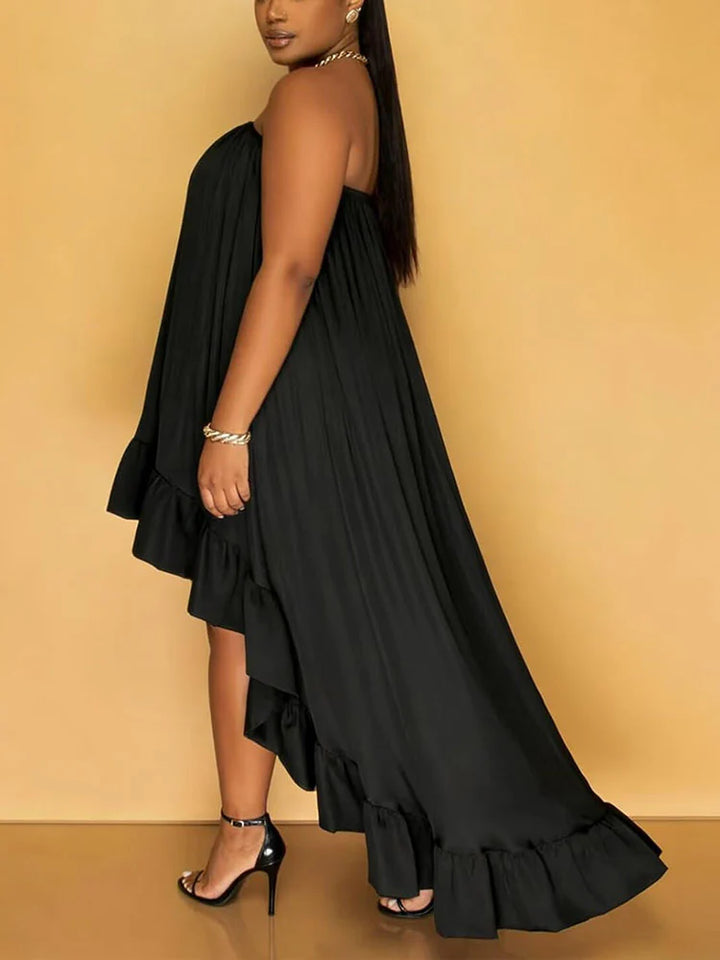 Strapless Ruffle High-Low Dress