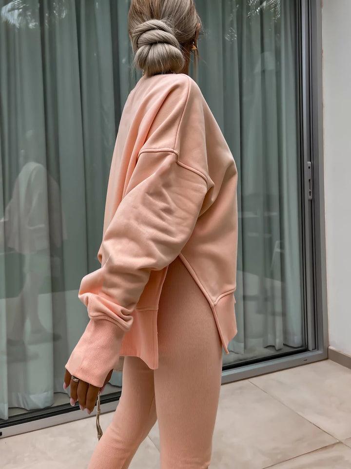 Casual Skinny Pants Loose Sweatshirt Set