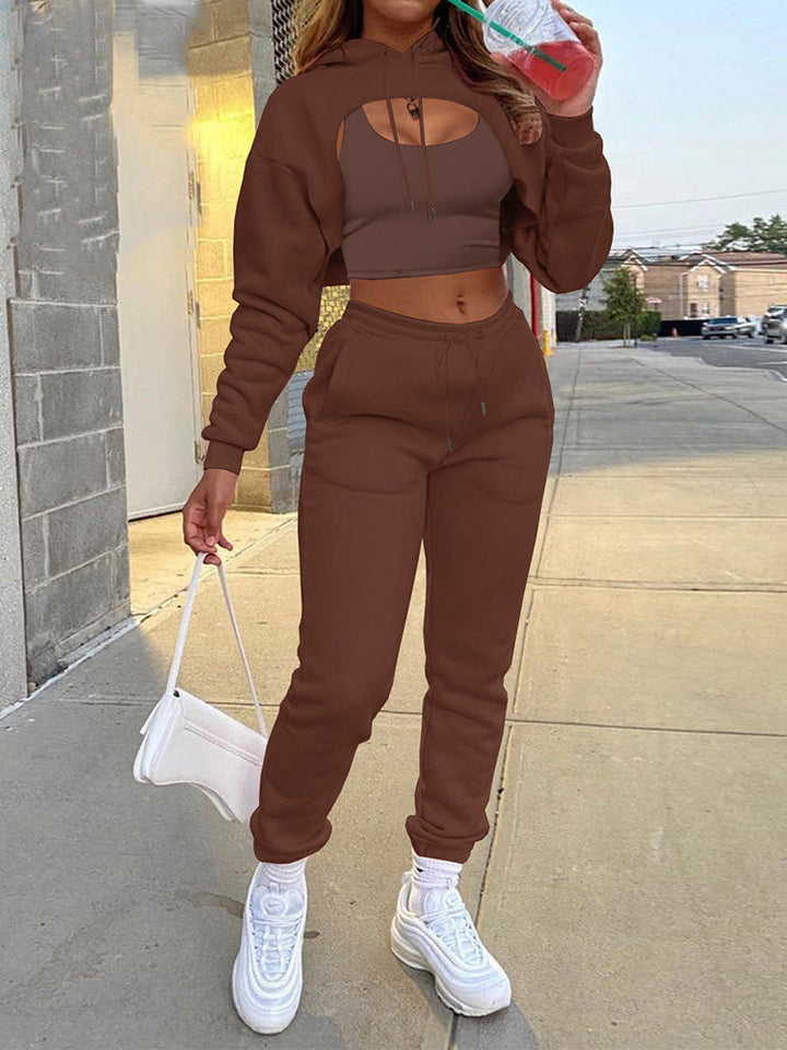 Solid Hooded 3PC Set Light Gray / L