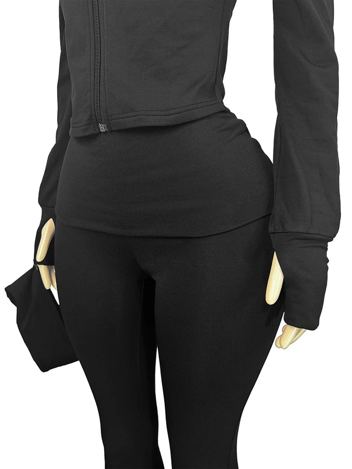 Sculpt Jacket & Flare Pants Set With Headband