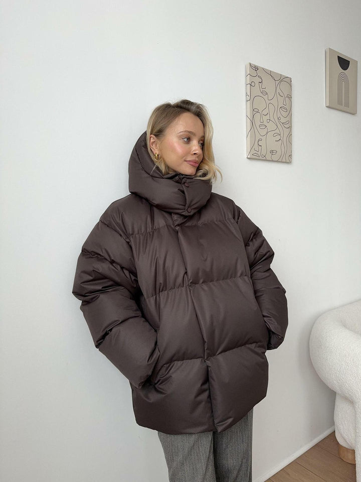 Loose Solid-Color Hooded Cotton Jacket