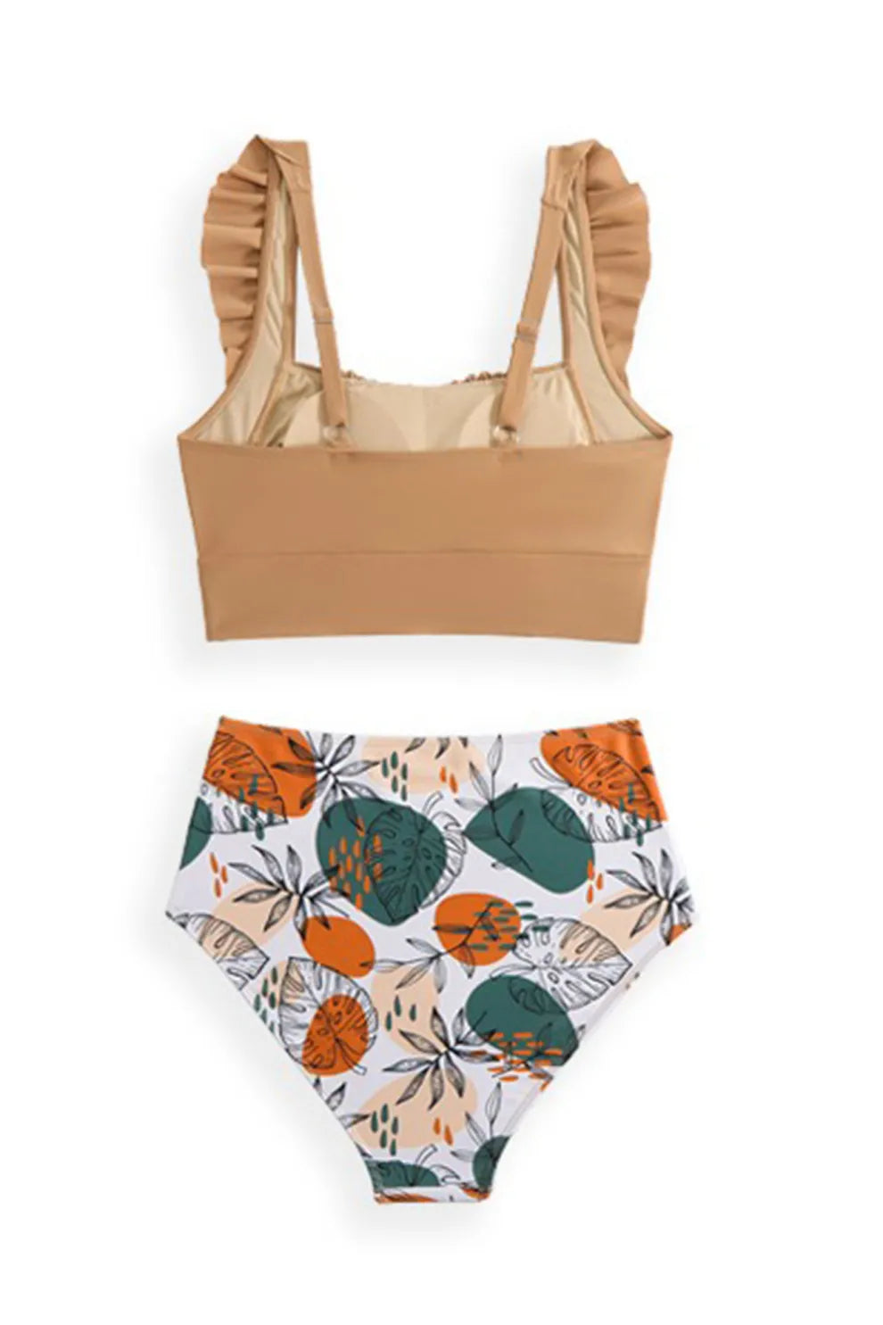 Ruffle Floral Print Swimsuit With Sarong