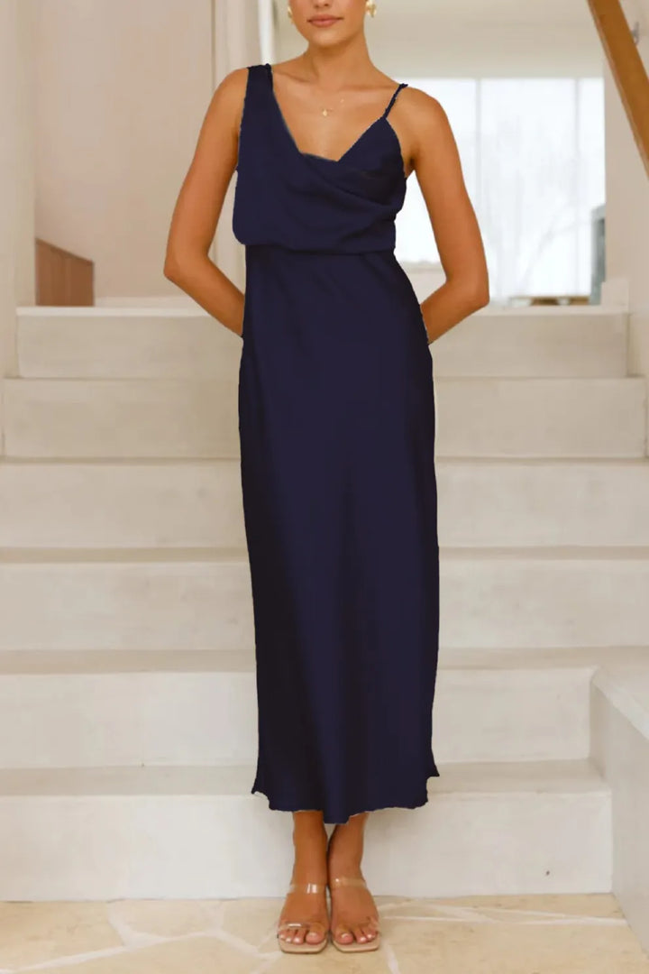 Satin Cowl-Neck Cami Dress