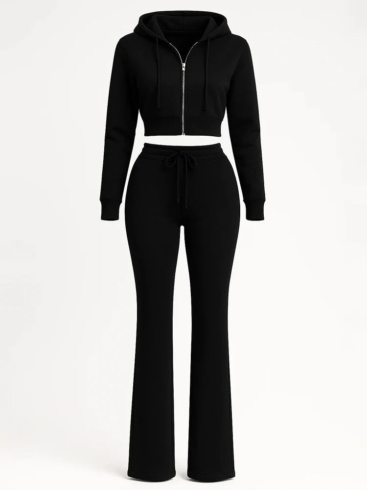 Basic Hoodie Extended Pants Set