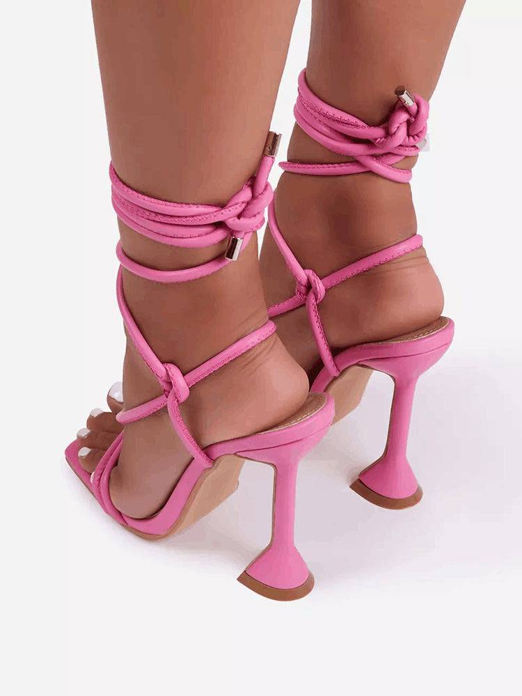 Knot Strap Lace-Up Sandals