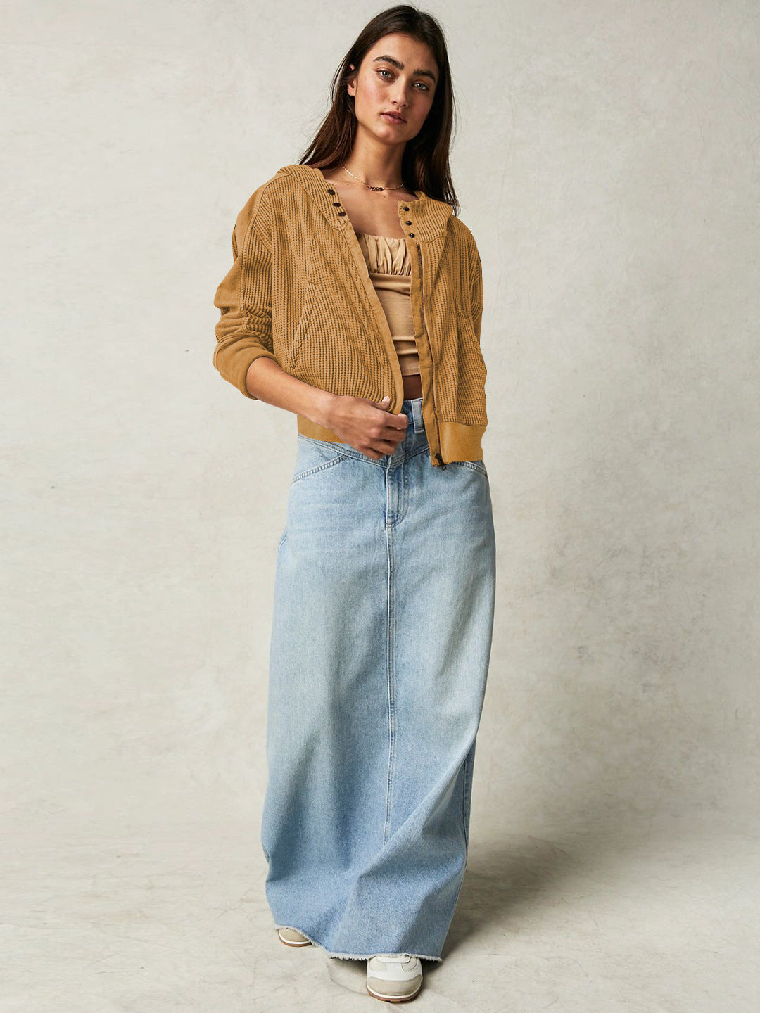 Patchwork Zipper Hoodie