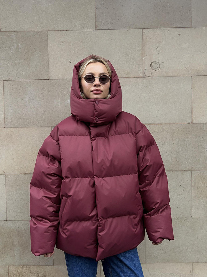Loose Solid-Color Hooded Cotton Jacket