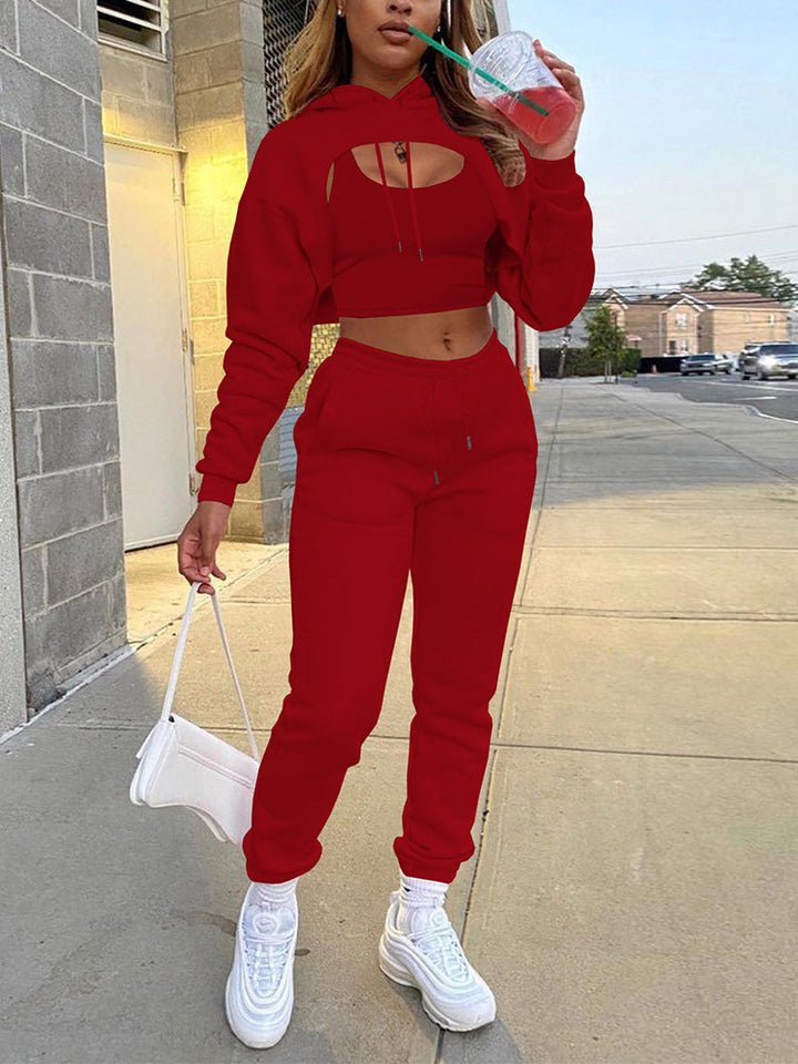 Solid Hooded 3PC Set Light Gray / XL