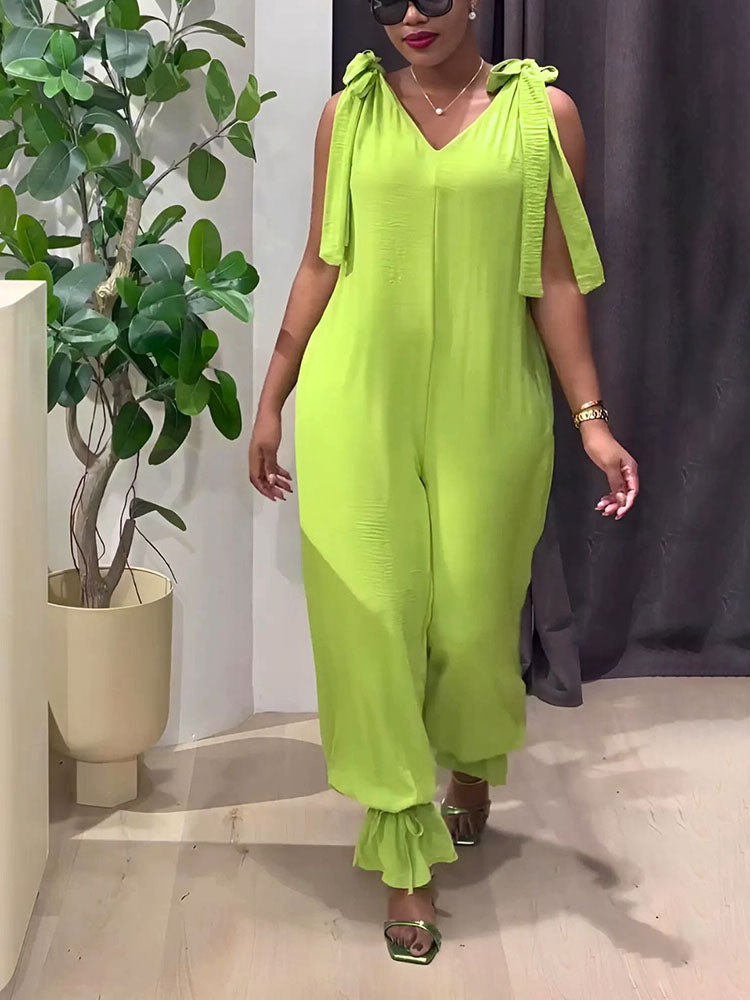 Breeze Tie-Shoulder Jumpsuit Green / L