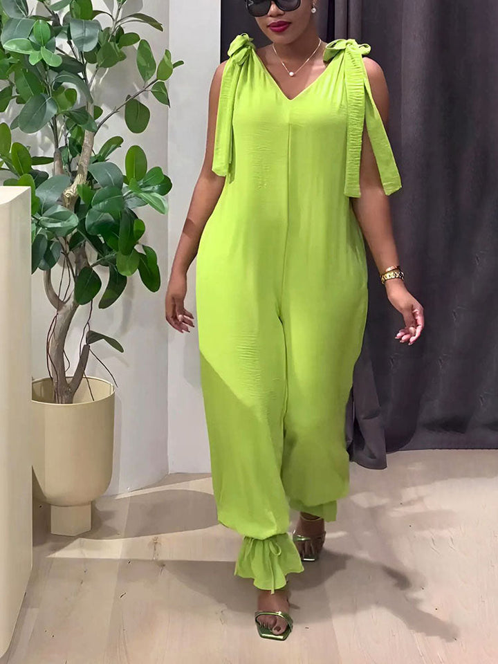 Breeze Tie-Shoulder Jumpsuit Green / L
