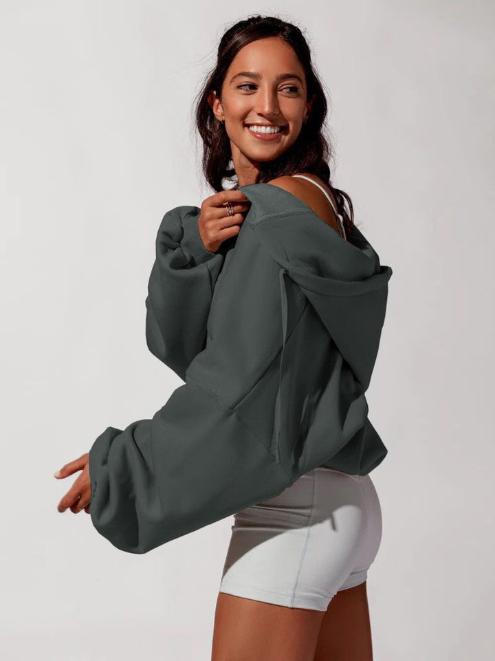 Long Sleeve Casual Solid Color Sweatshirt