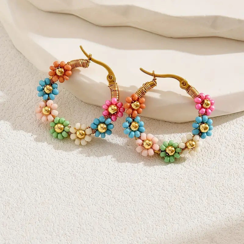 Colorful Flower Handmade Earrings