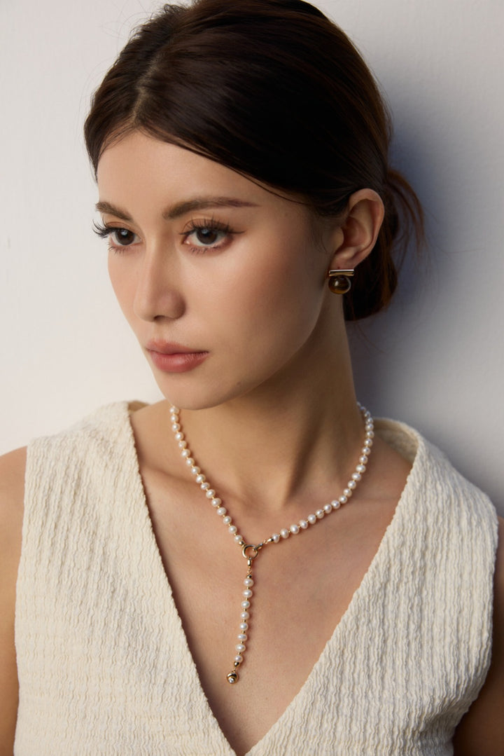 Natural Pearl Zirconia Vintage Necklace