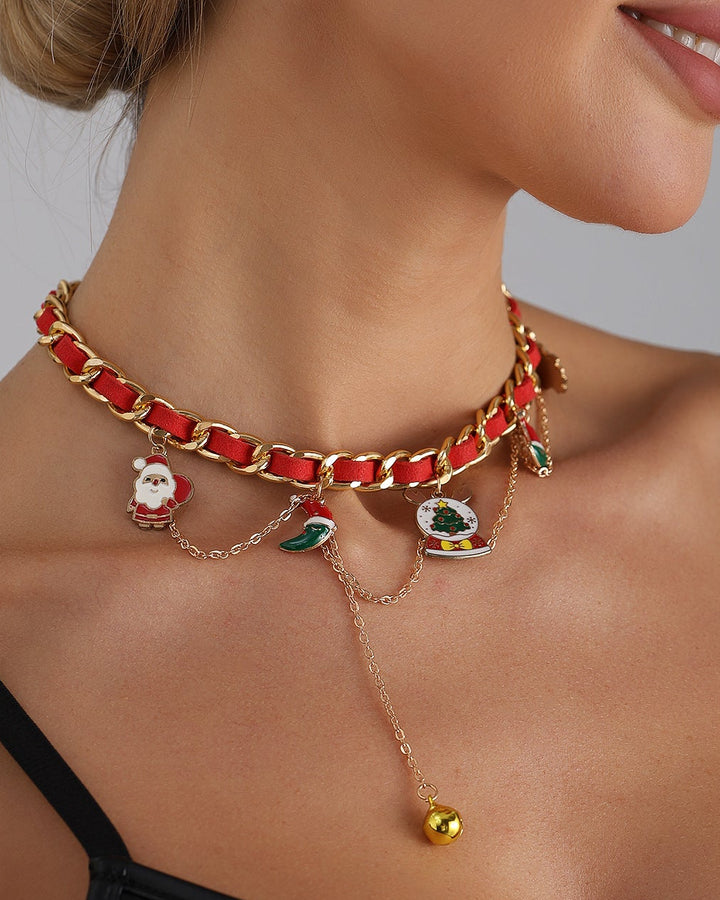 Christmas Ribbon Braided Fashion Party Necklace & Bracelet