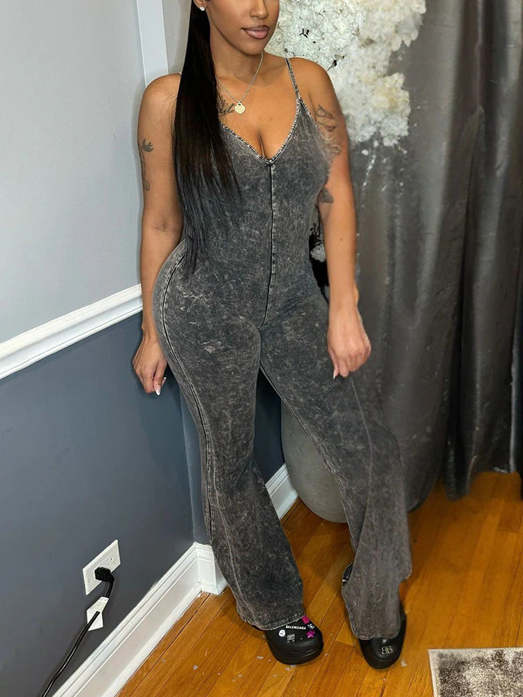 Washed Sleeveless Jumpsuit
