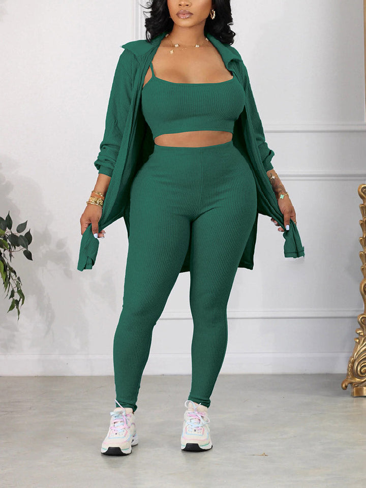 Ribbed Three-Piece Set Blue / XL