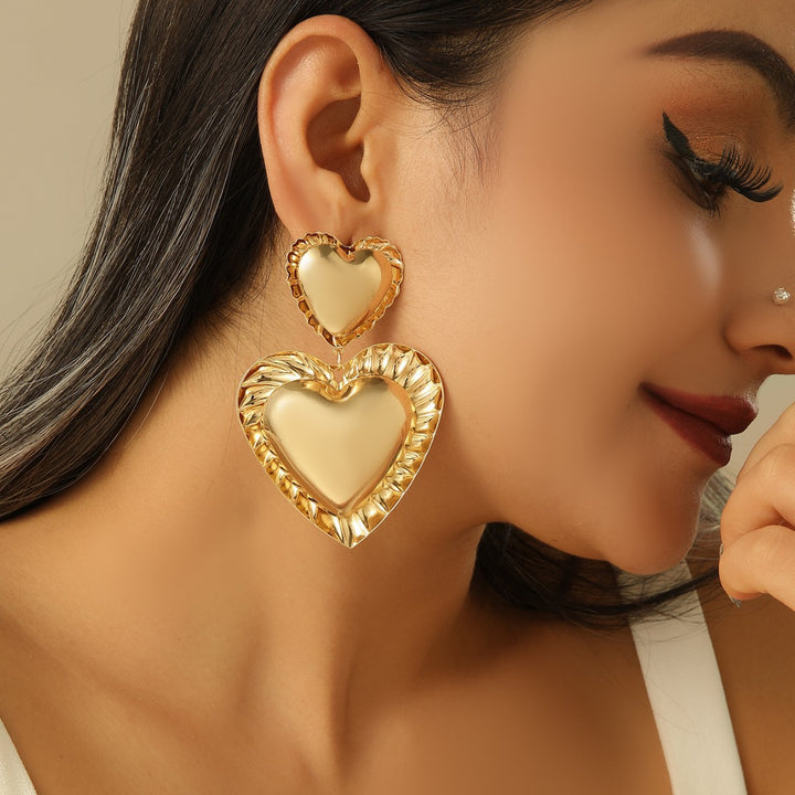 Heart-Shaped Teardrop Vintage Metal Earrings