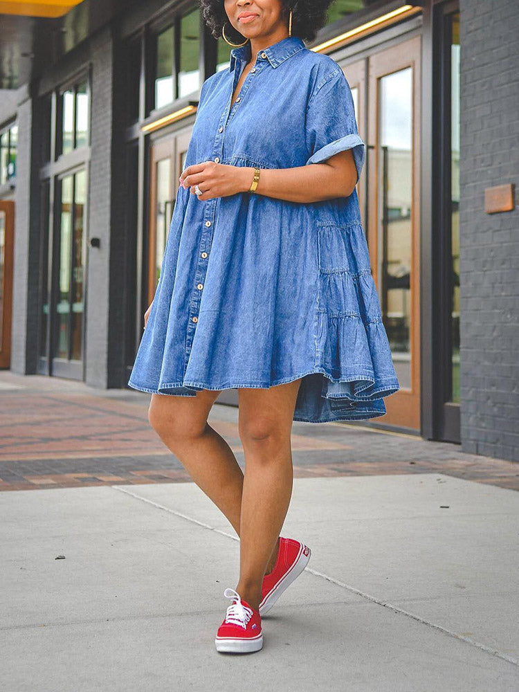 Denim Loose Fit Dress Blue / M