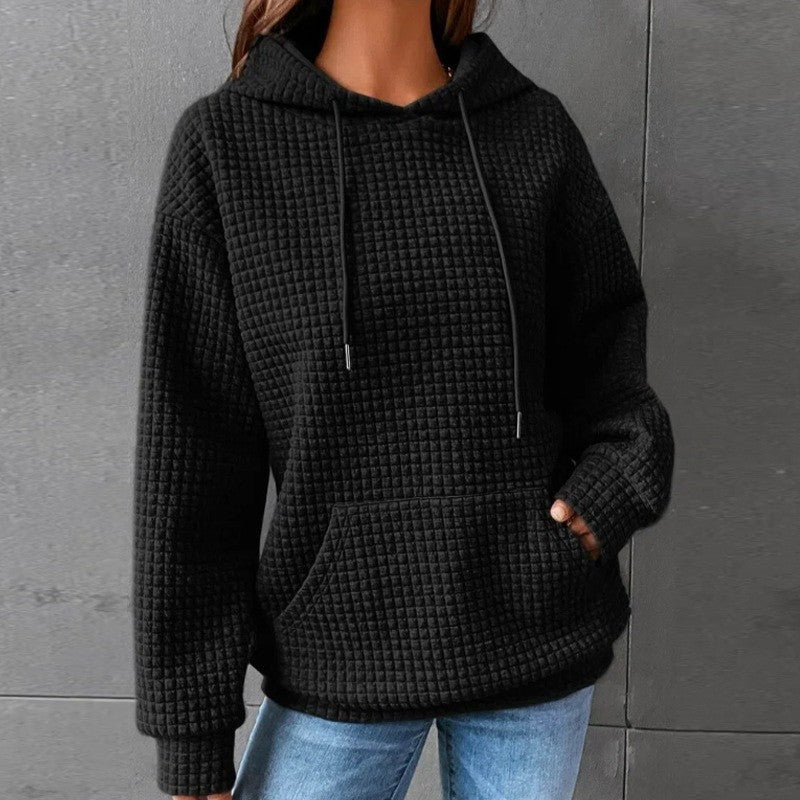 Waffle Neck Long Sleeve Sweatshirt