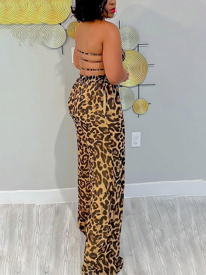 Leopard Backless Jumpsuit Leoaprd / M