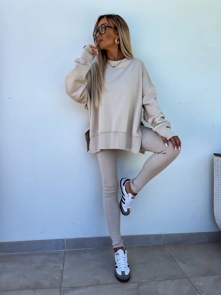 Casual Skinny Pants Loose Sweatshirt Set