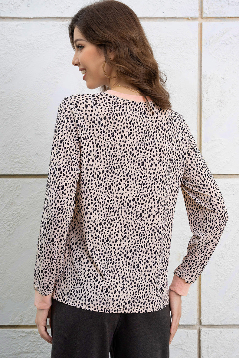 Printed Round Neck Loose Sweatshirt