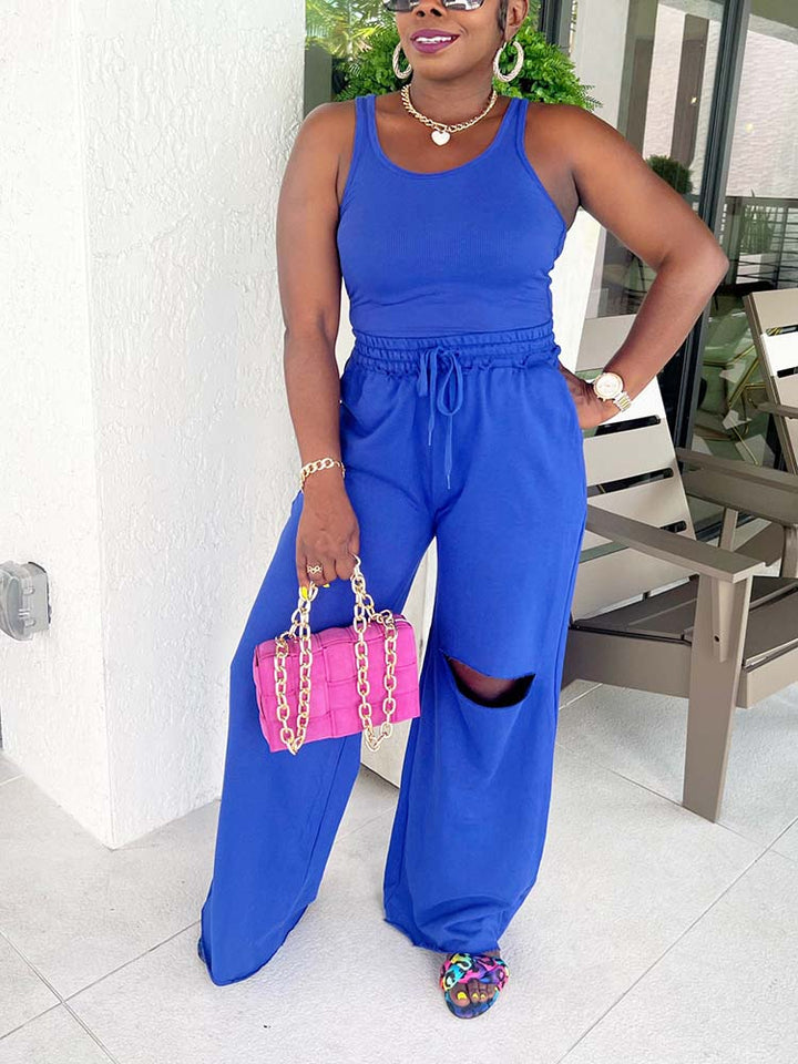 Casual Tracksuit Set Royal Blue / S