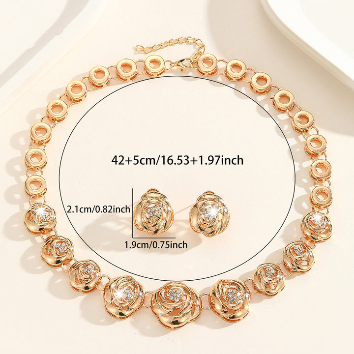 Crystal Rose Necklace and Earring Set