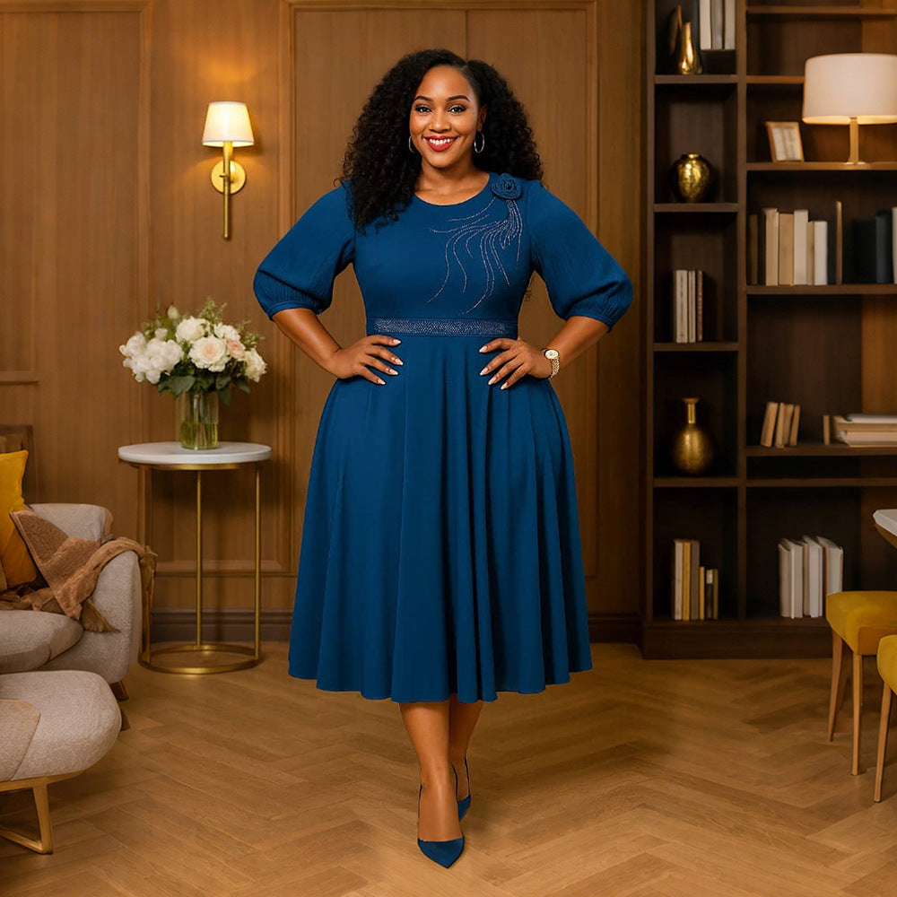 Elegant Round Neck Half Sleeve Dress