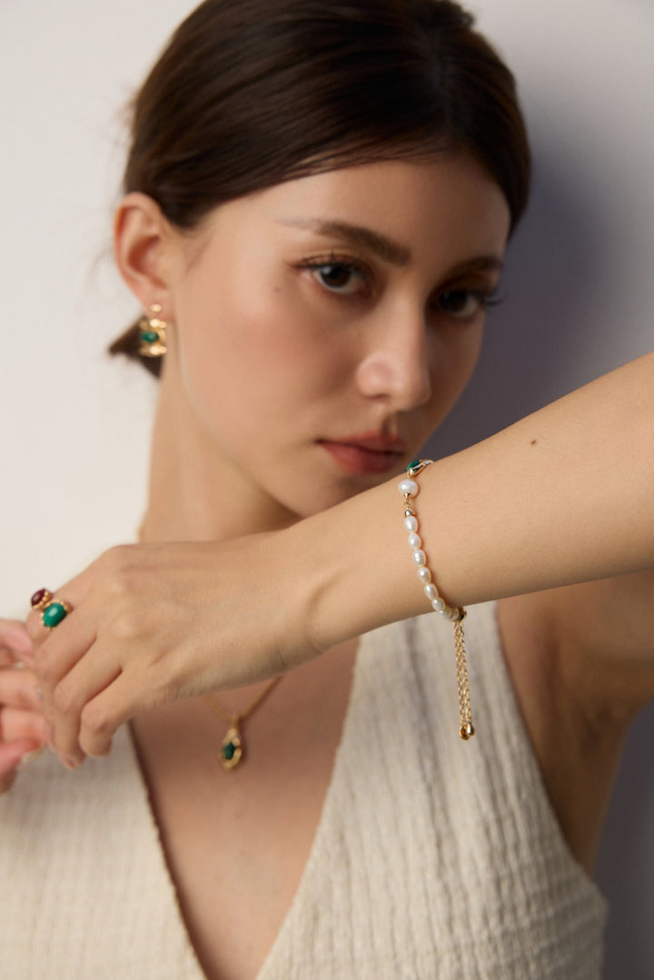 Fashion Natural Pearl Malachite Bracelet
