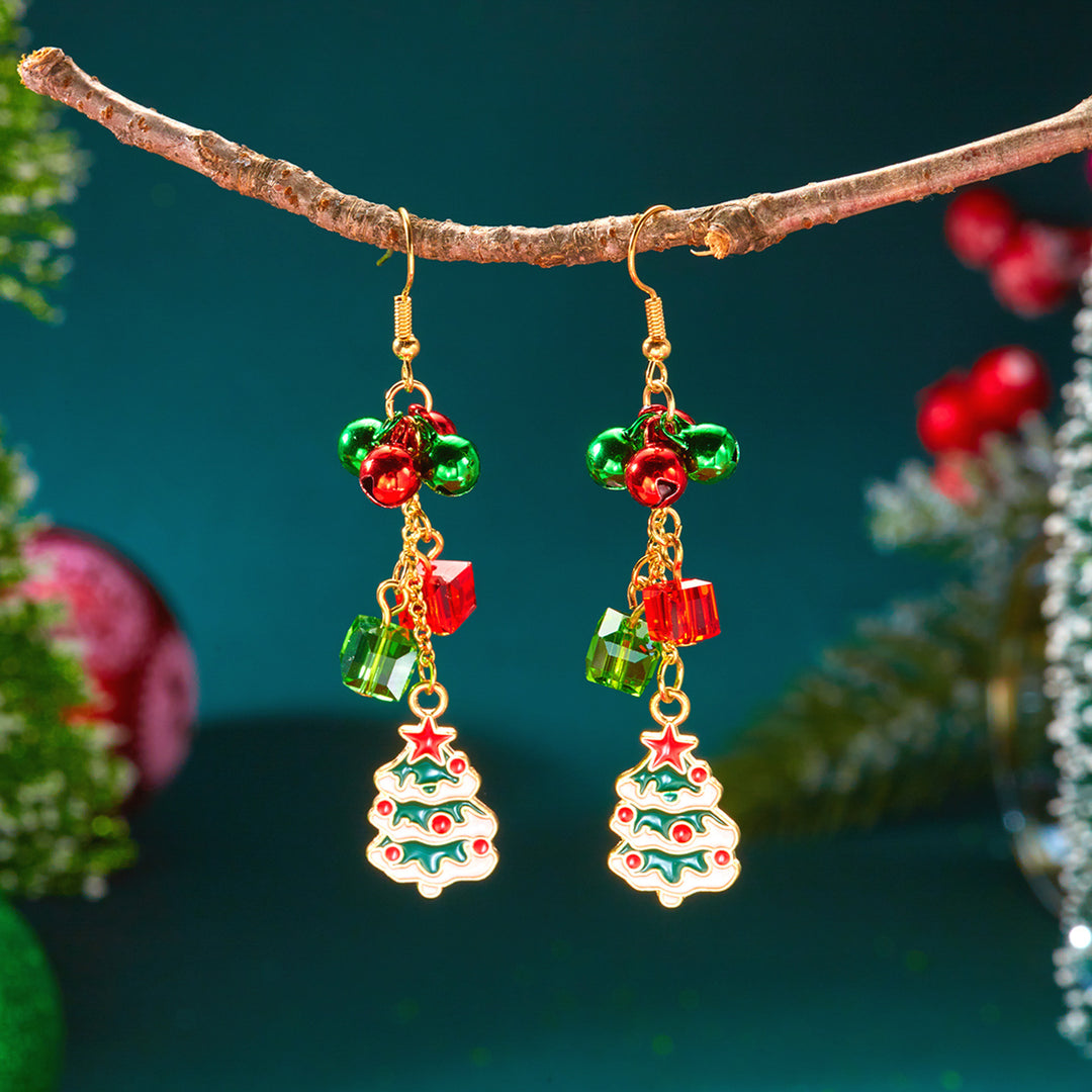 Christmas Tree Versatile Snowflake Bell Tassel Earrings