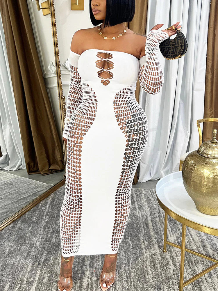Fishnet Sheer Maxi Dress