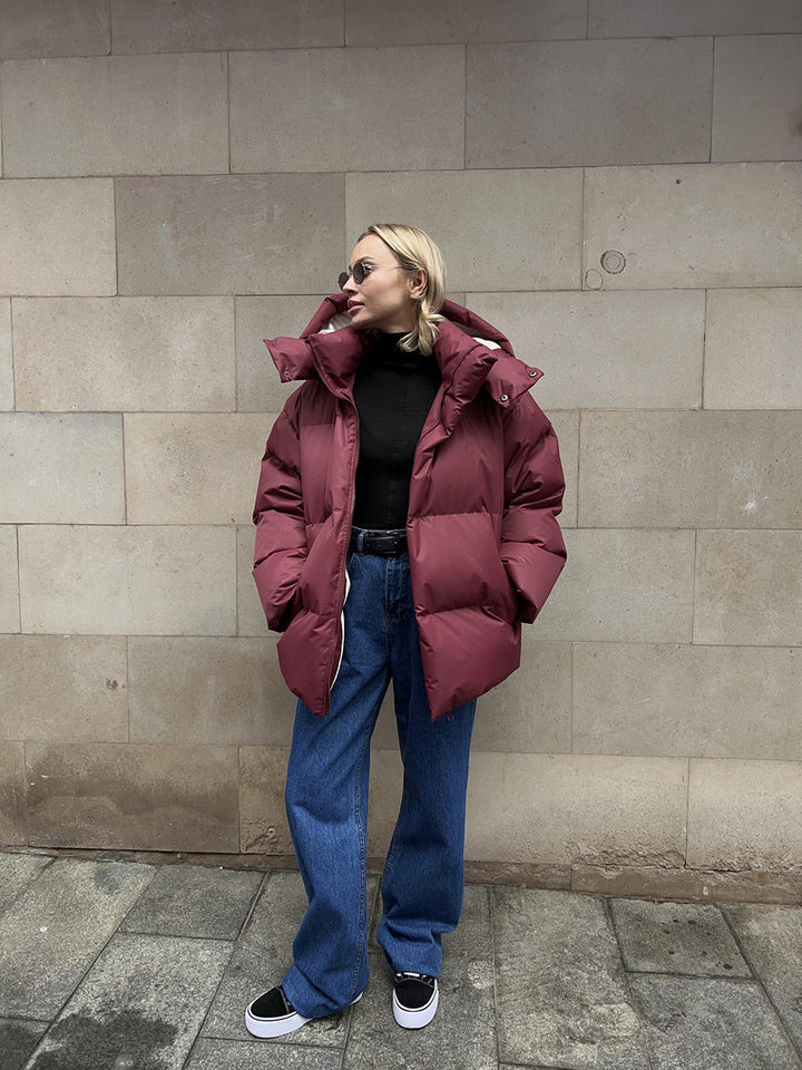 Loose Solid-Color Hooded Cotton Jacket