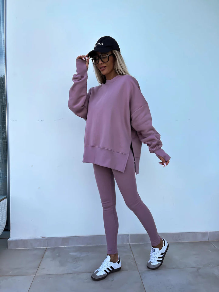 Casual Skinny Pants Loose Sweatshirt Set
