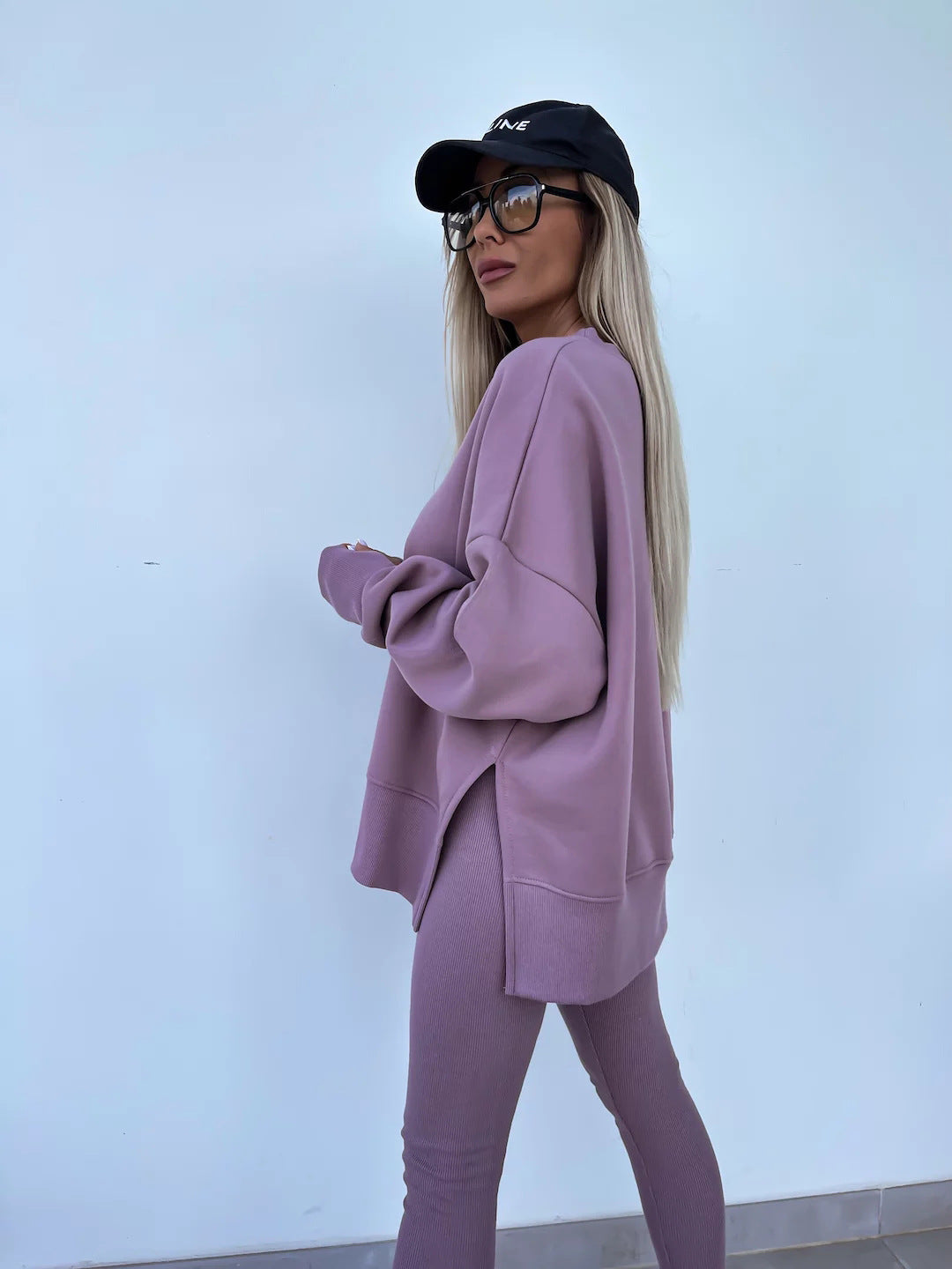 Casual Skinny Pants Loose Sweatshirt Set