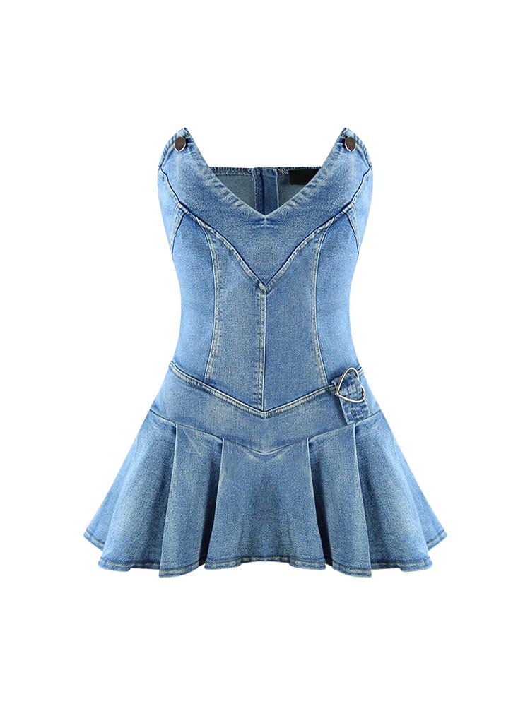 Sweetheart Denim Mini Dress Black / L
