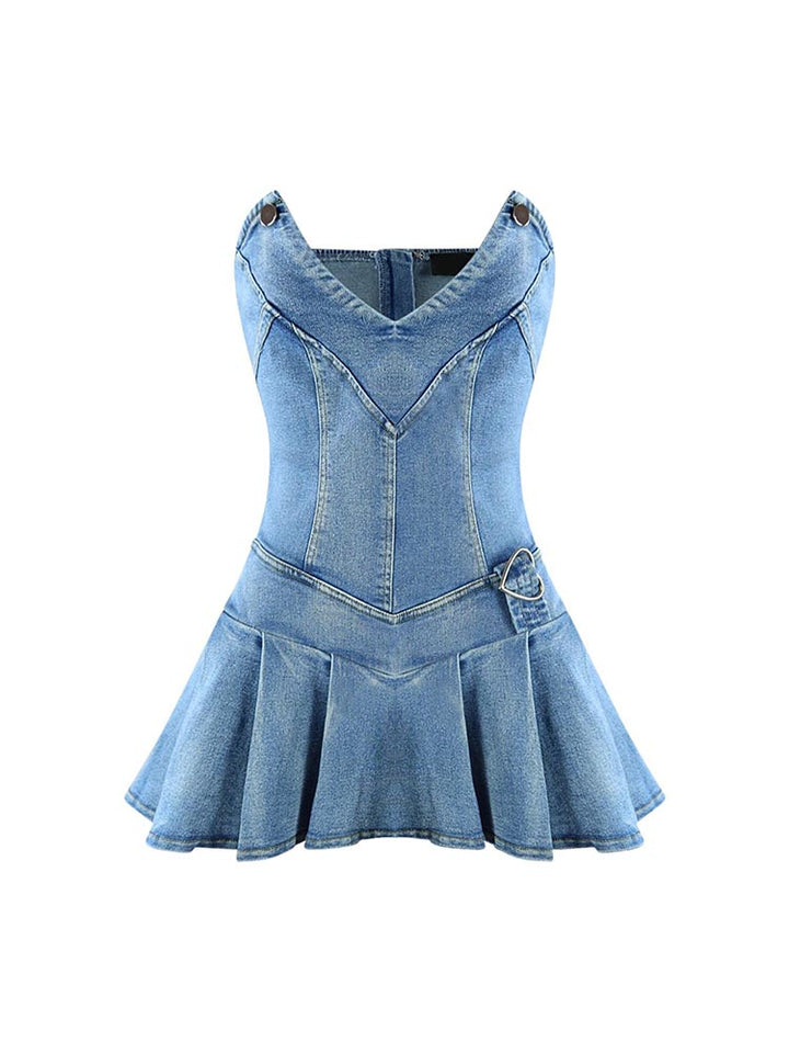 Sweetheart Denim Mini Dress Black / L