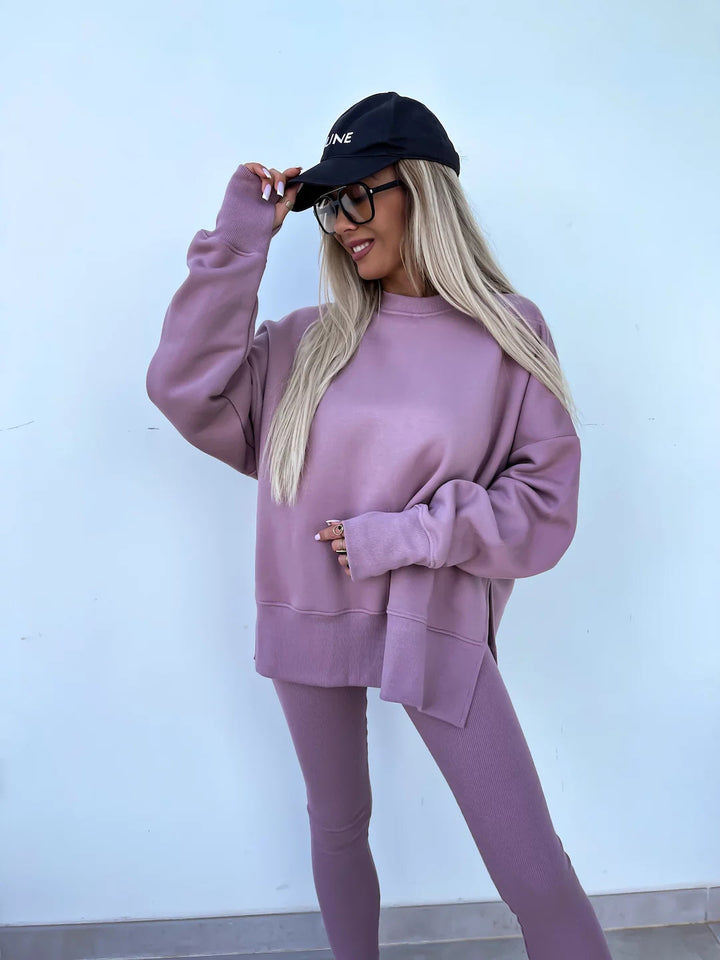 Casual Skinny Pants Loose Sweatshirt Set