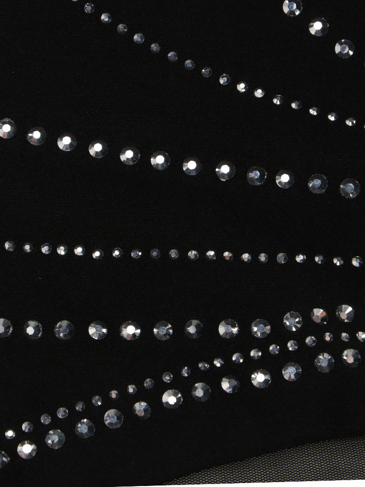 Rhinestone Mesh Backless Midi Dress Black / XL