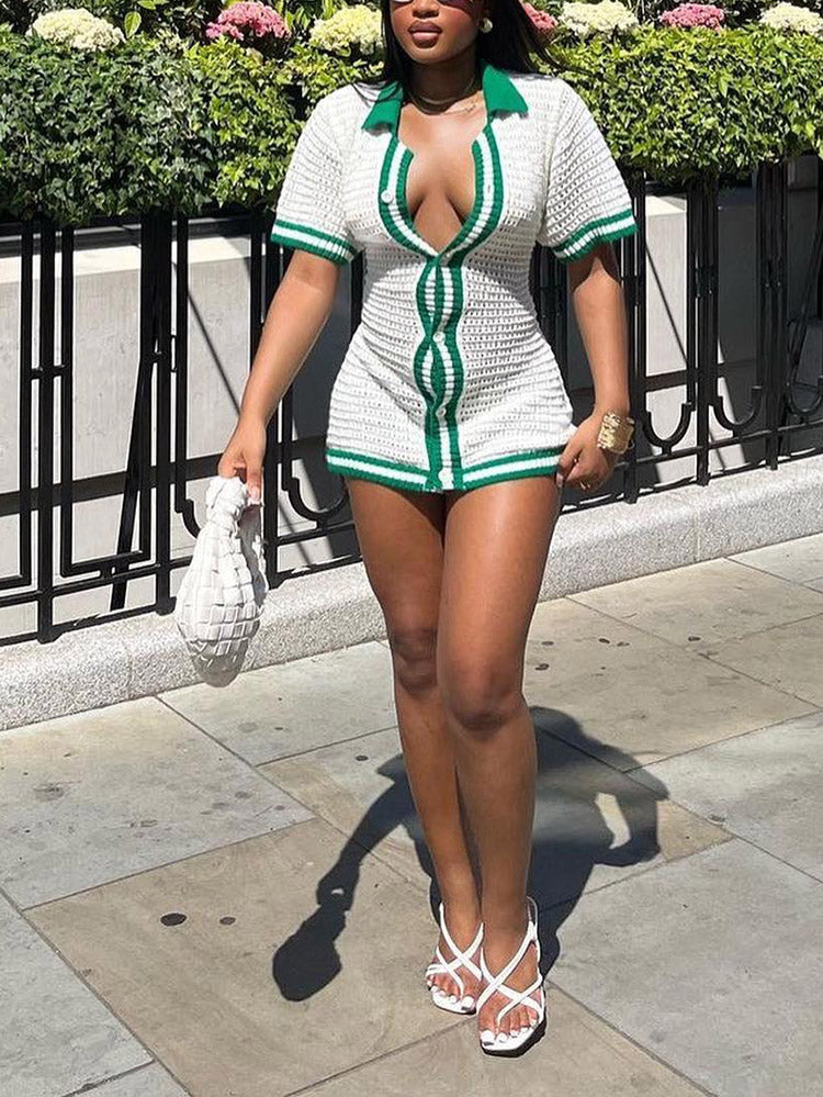 Crochet Mini Dress White / M