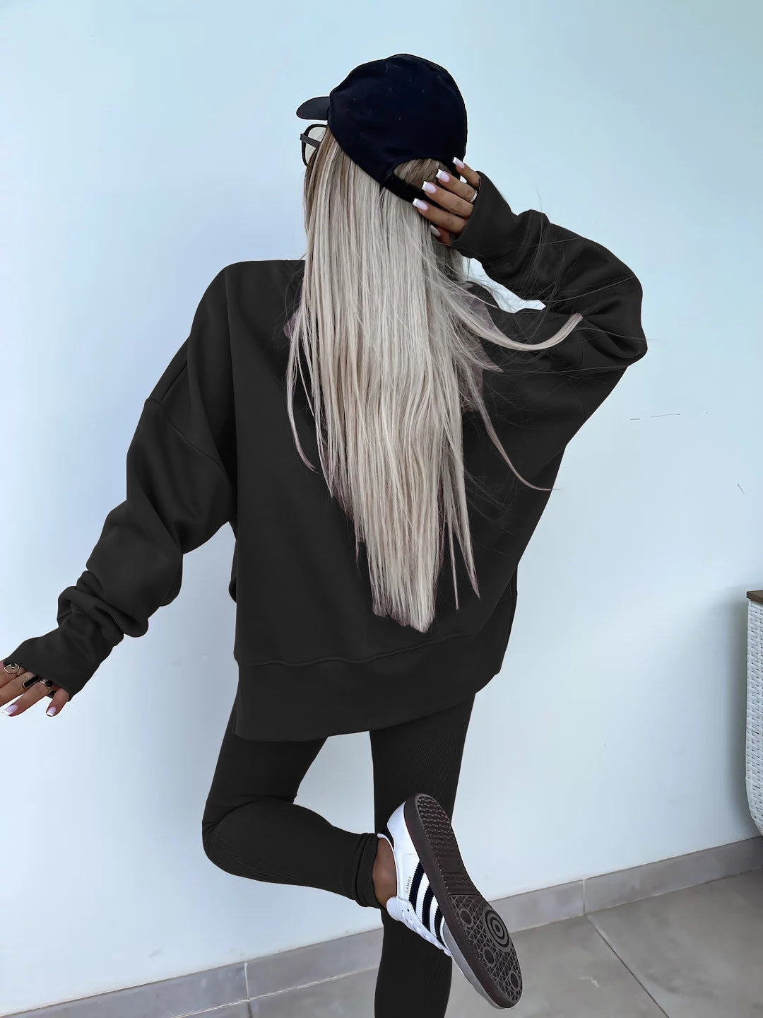 Casual Skinny Pants Loose Sweatshirt Set