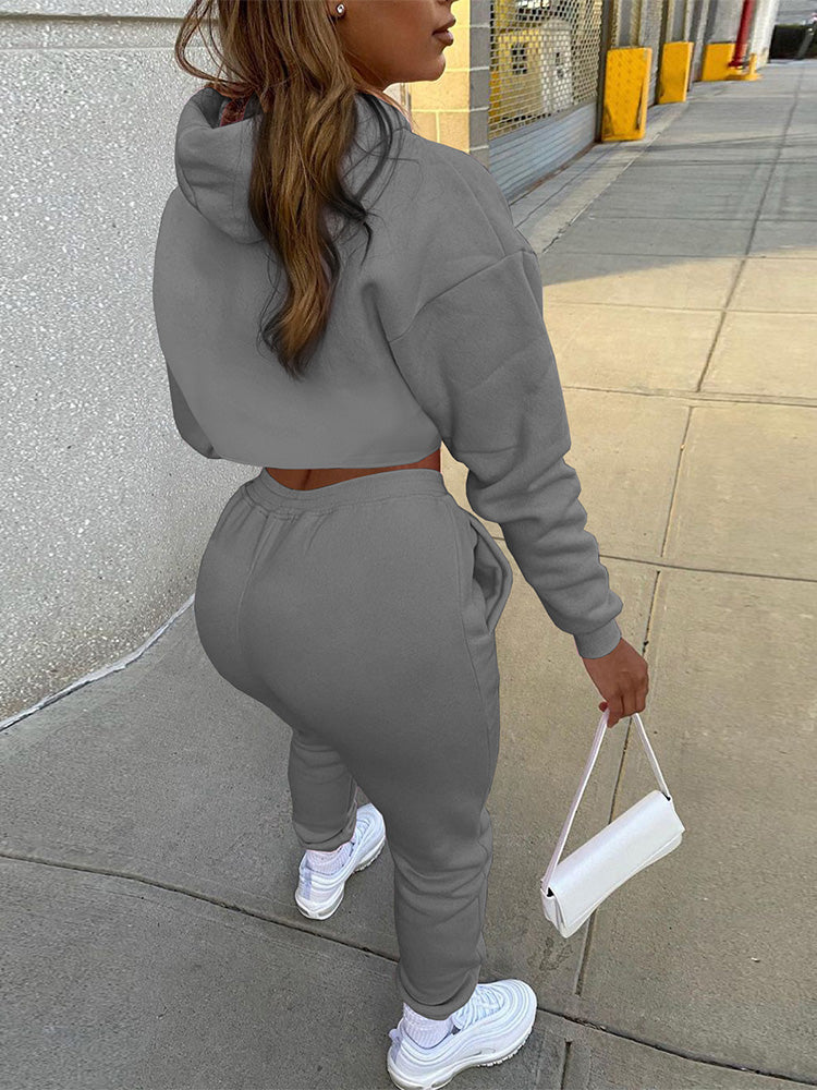 Solid Hooded 3PC Set Pink / XL