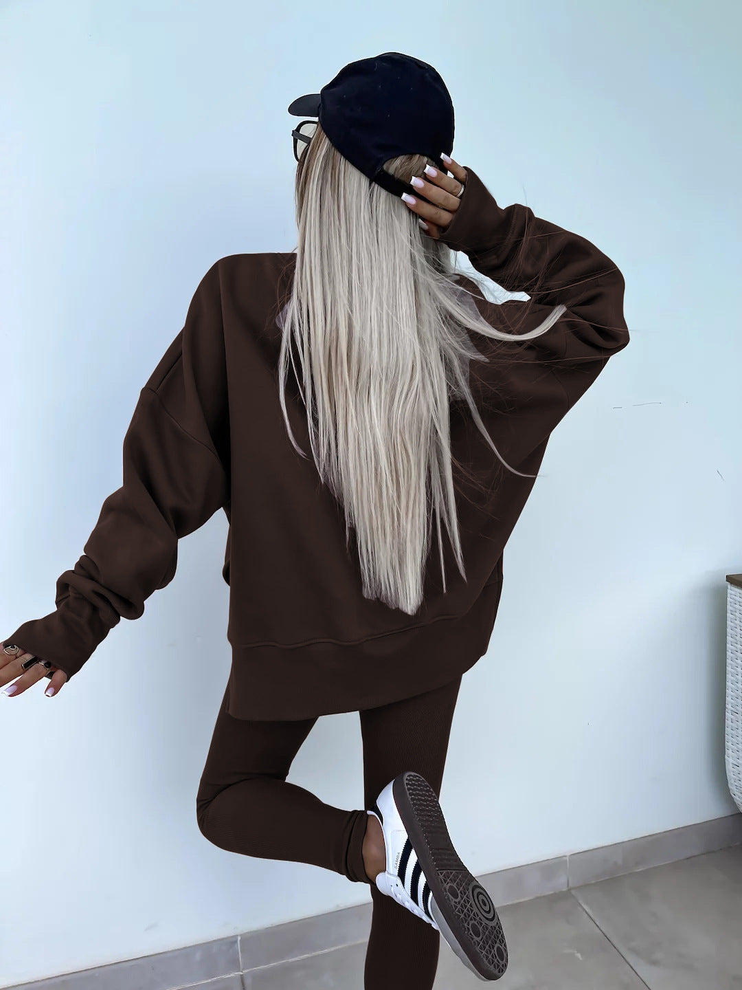 Casual Skinny Pants Loose Sweatshirt Set