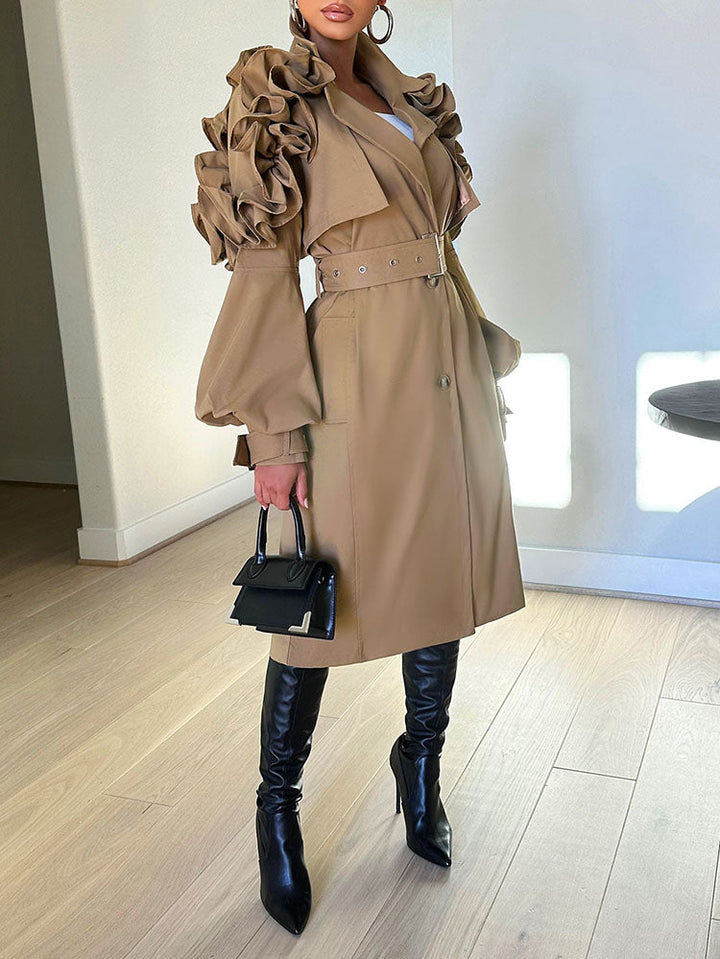 Ruffle Belt Trench Coat Khaki / S
