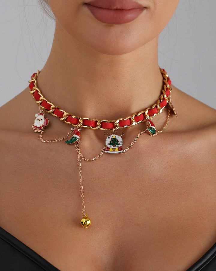 Christmas Ribbon Braided Fashion Party Necklace & Bracelet