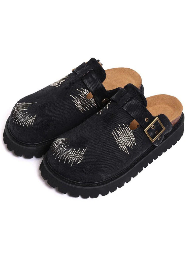 Buckle Denim Clogs