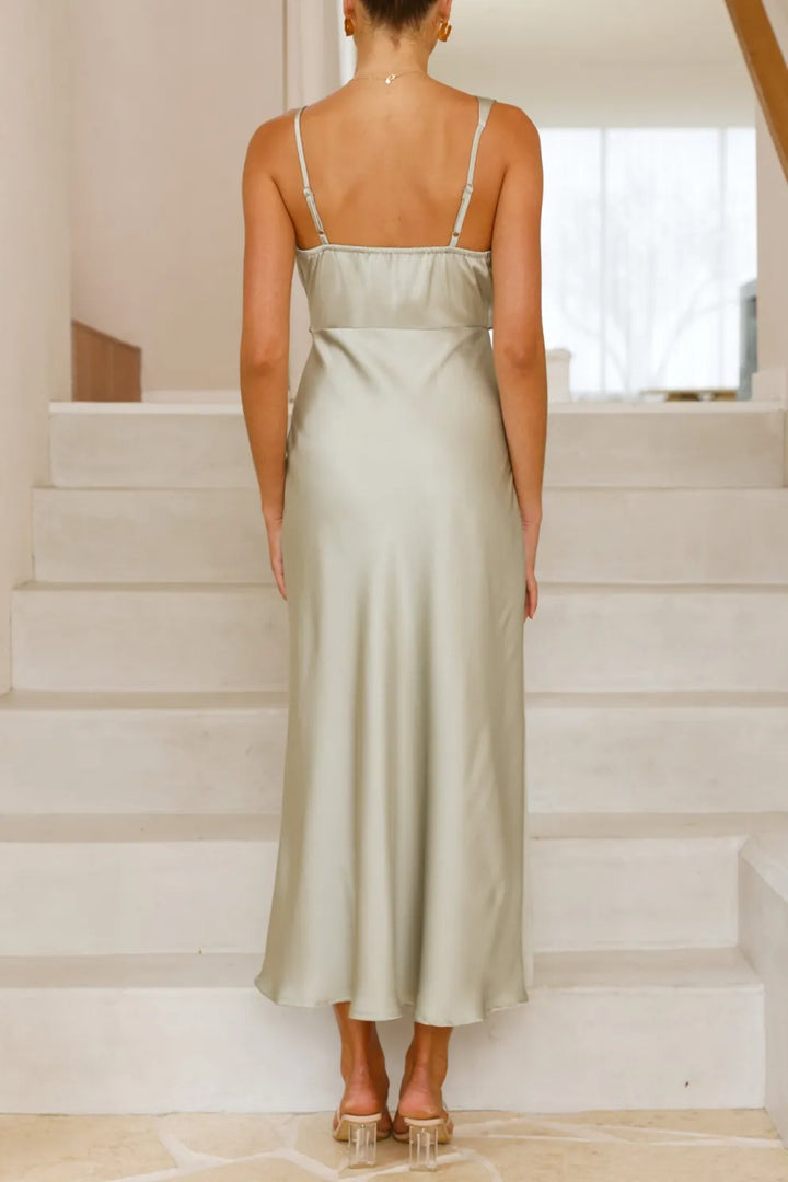 Satin Cowl-Neck Cami Dress