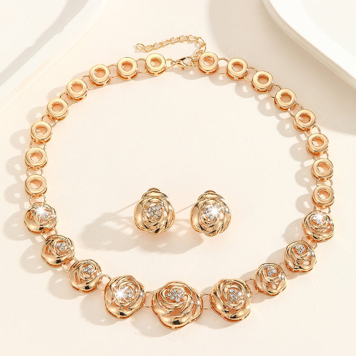Crystal Rose Necklace and Earring Set